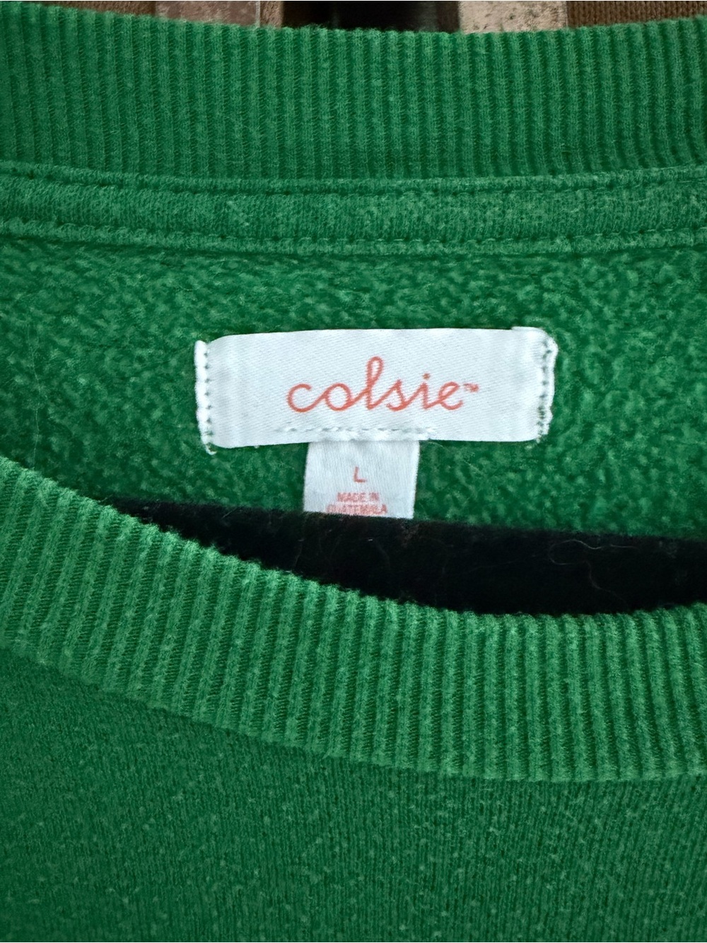 Colsie Green Crewneck Sweater with White '17' Graphic - Picture 3 of 4